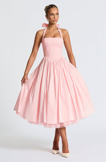 Freya — Vestido midi corset con lazo