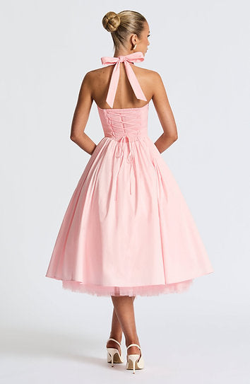 Freya — Vestido midi corset con lazo