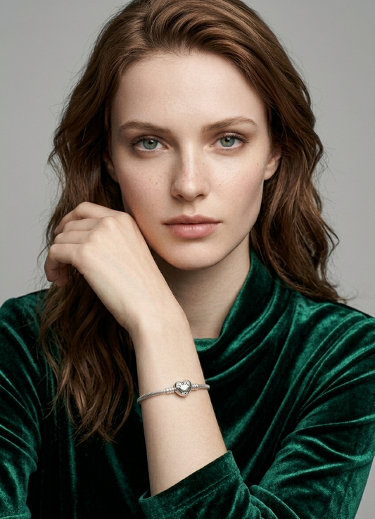 Brazalete corazón de Plata de ley