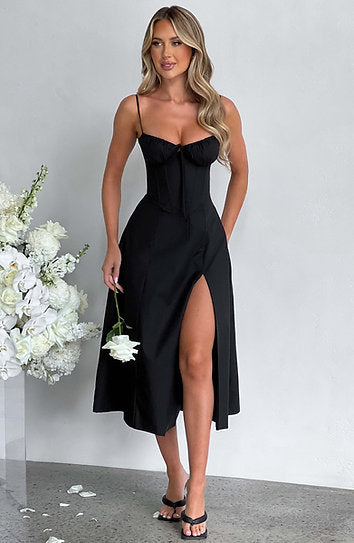 Giselle — Vestido midi corset con lazo en busto