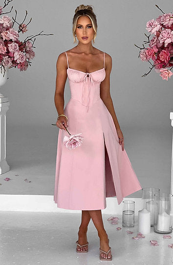 Giselle — Vestido midi corset con lazo en busto
