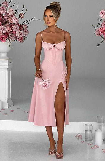 Giselle — Vestido midi corset con lazo en busto