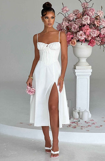 Giselle — Vestido midi corset con lazo en busto
