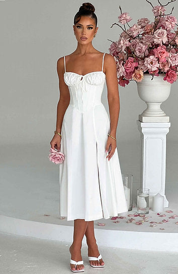 Giselle — Vestido midi corset con lazo en busto