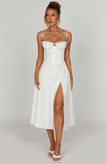 Giselle — Vestido midi corset con lazo en busto