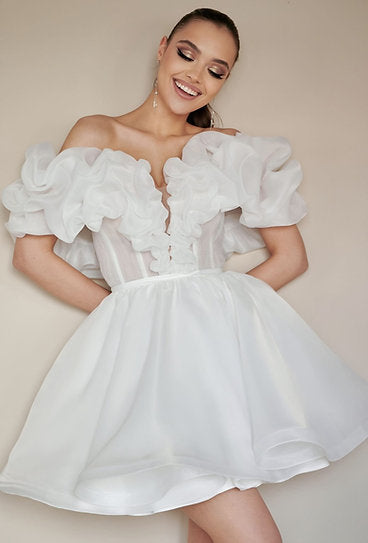 Giuliana — Vestido mini corset con volantes