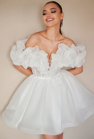 Giuliana — Vestido mini corset con volantes