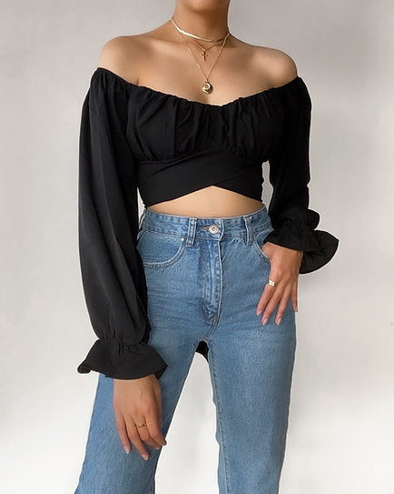 Harper — Blusa manga larga con lazo