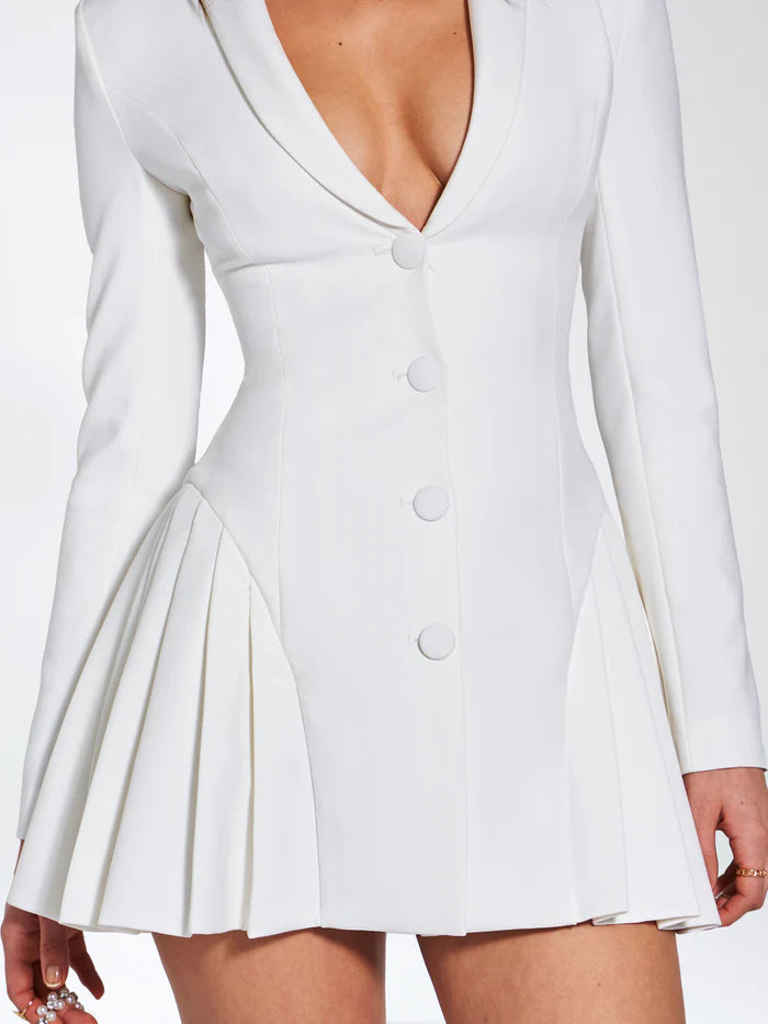 Hilda — Vestido mini tipo Blazer con falda plisada
