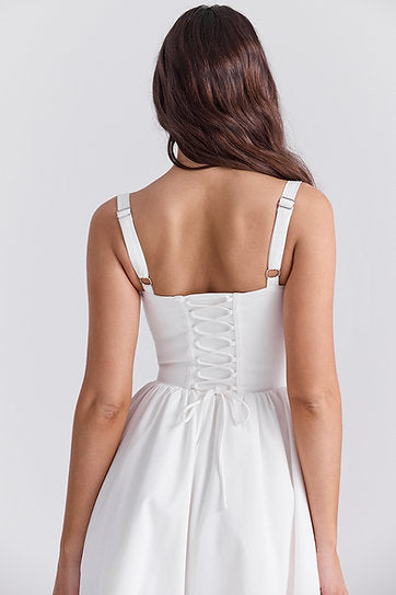 Isolde — Vestido midi corset con bolsillos y abertura
