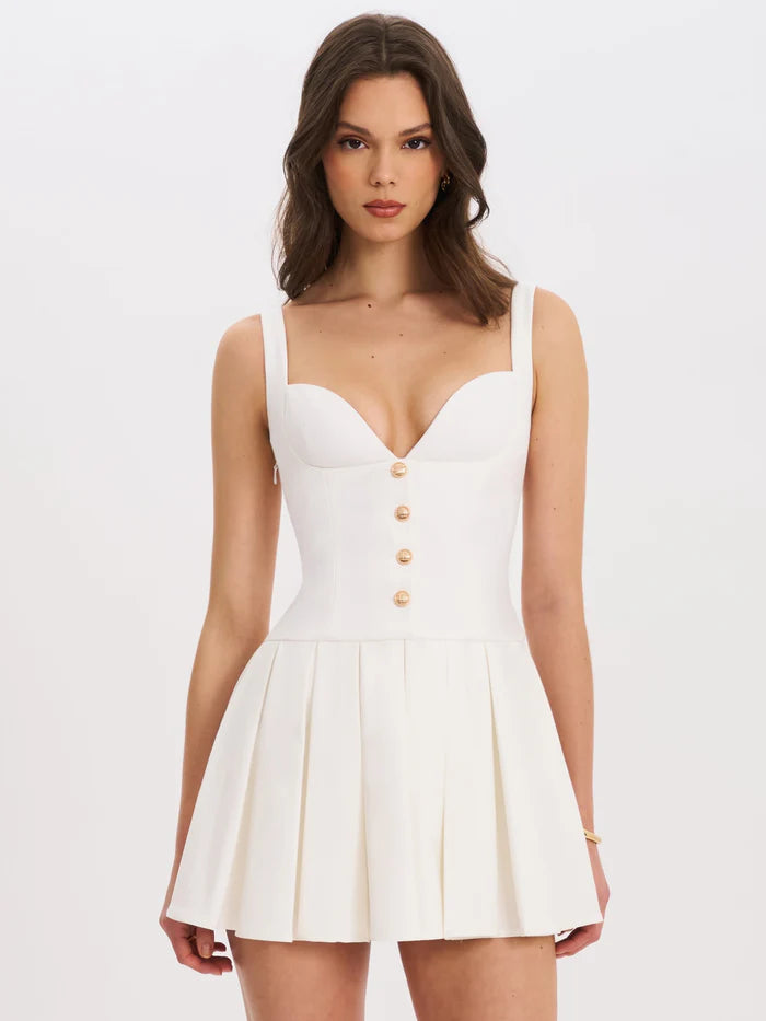 Ivet — Vestido mini con falda plisada