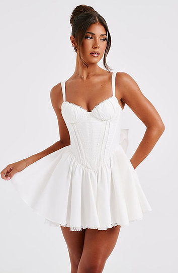 Jacqueline — Vestido mini con moño