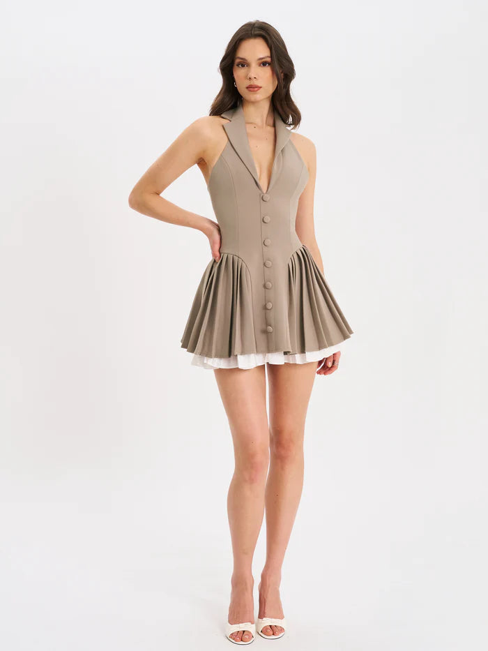 Jara — Vestido mini con falda plisada