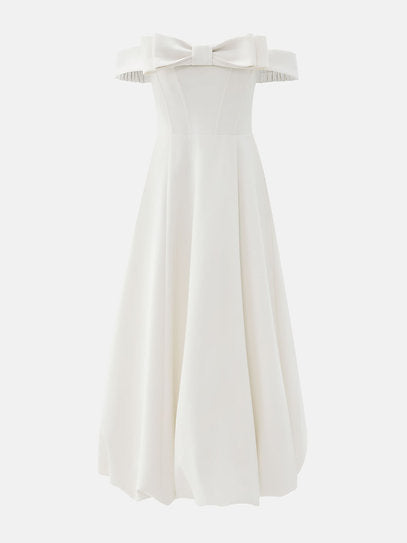 Julia — Vestido midi falda globo con moño