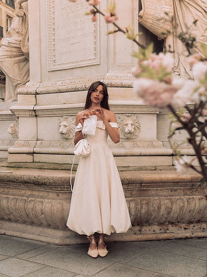 Julia — Vestido midi falda globo con moño