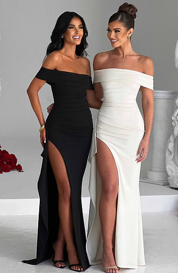 Kylie — Vestido maxi con abertura y volante