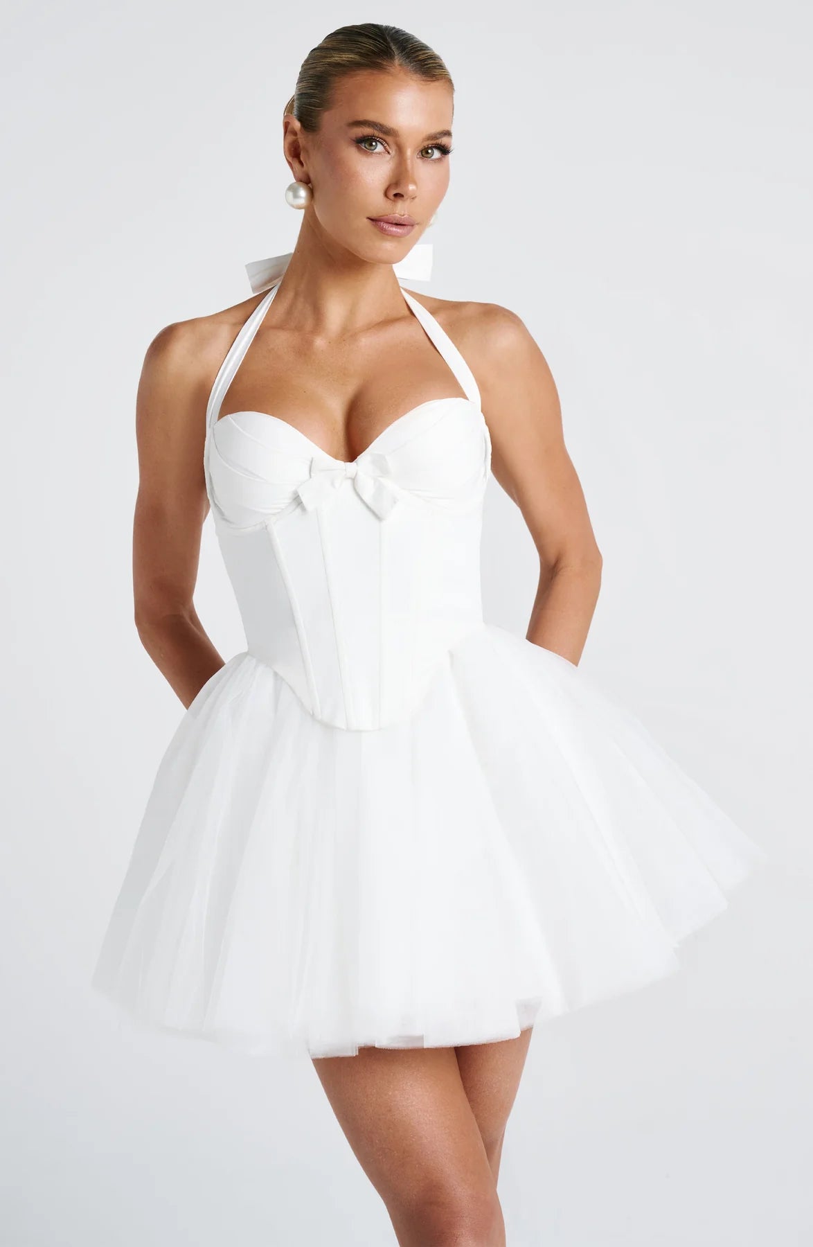 Levy — Vestido mini corset con lazo