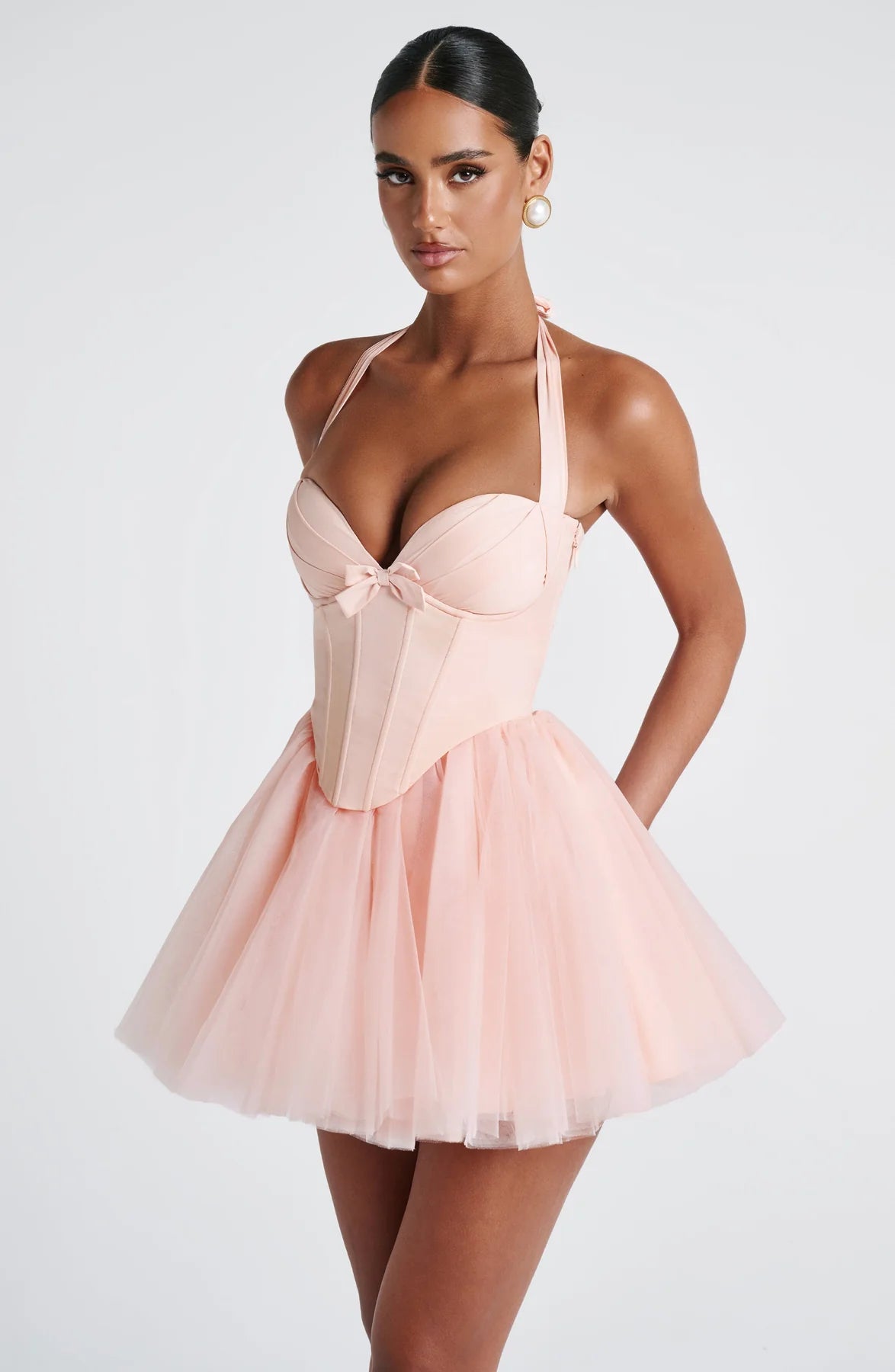 Levy — Vestido mini corset con lazo
