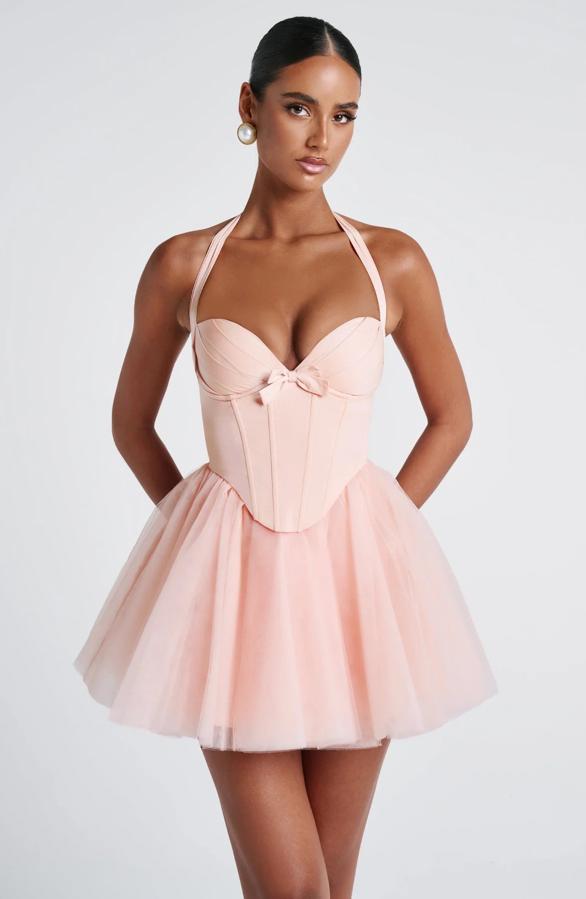 Levy — Vestido mini corset con lazo