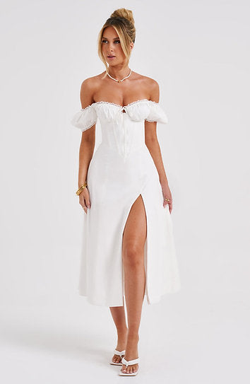 Liliana — Vestido midi corset con abertura