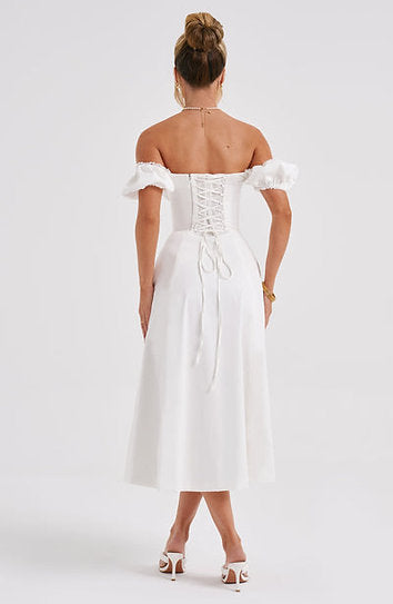 Liliana — Vestido midi corset con abertura