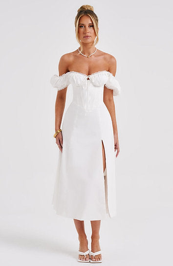 Liliana — Vestido midi corset con abertura