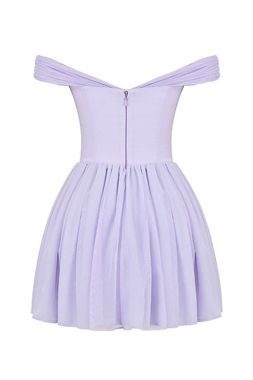 Lily — Vestido mini mangas caídas con lazo en busto