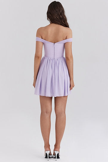 Lily — Vestido mini mangas caídas con lazo en busto