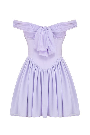 Lily — Vestido mini mangas caídas con lazo en busto