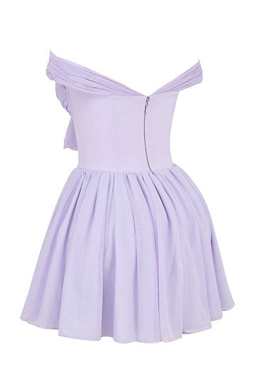 Lily — Vestido mini mangas caídas con lazo en busto