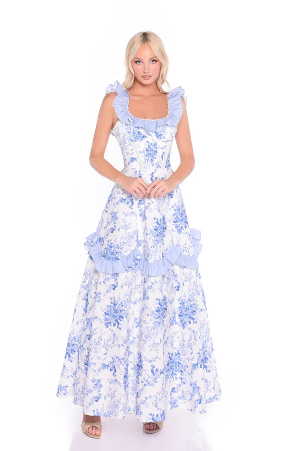 Luz — Vestido maxi con volantes