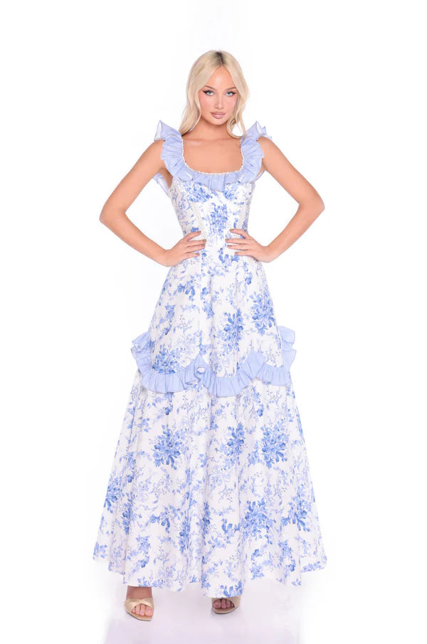 Luz — Vestido maxi con volantes