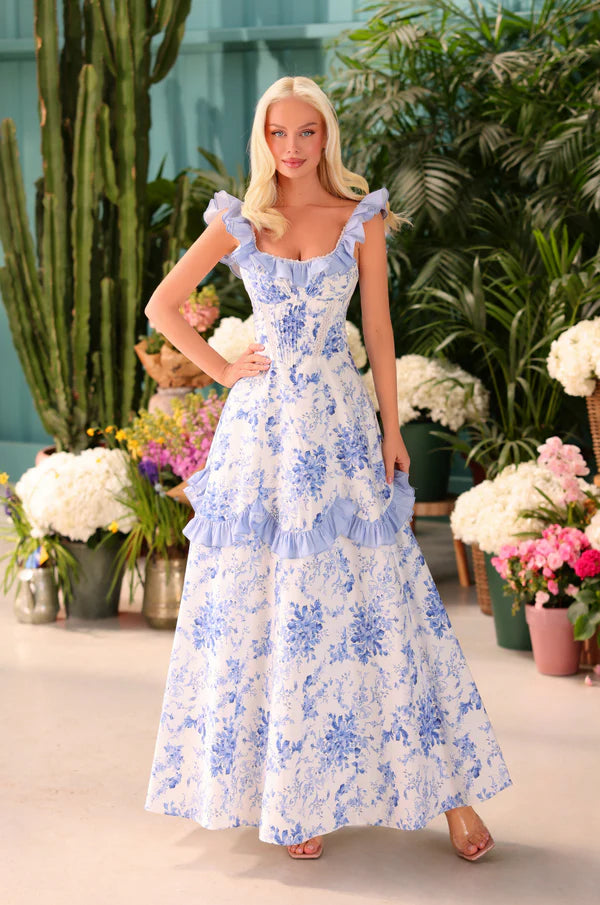 Luz — Vestido maxi con volantes