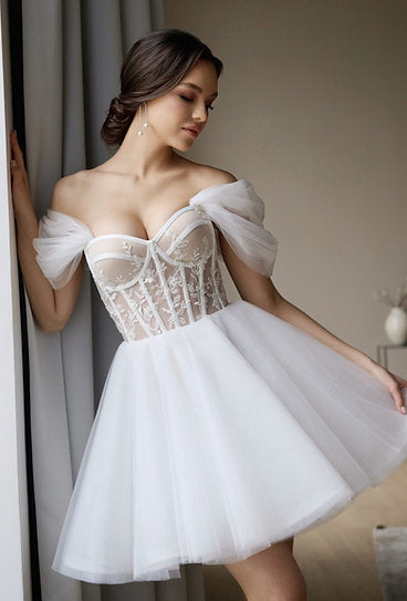 Lynn — Vestido mini corset mangas caídas
