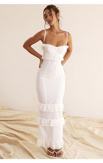 Marcella — Vestido maxi con volantes