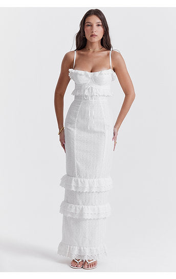Marcella — Vestido maxi con volantes