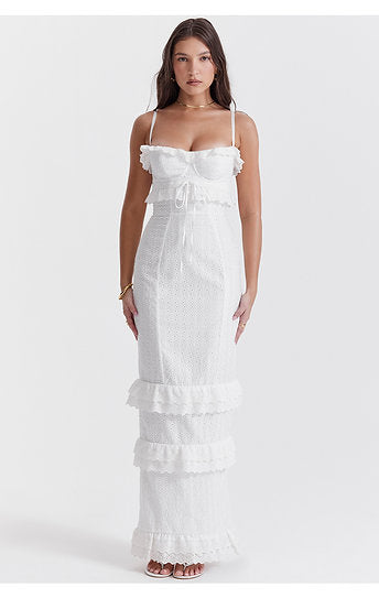 Marcella — Vestido maxi con volantes