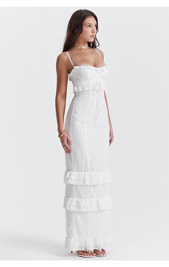 Marcella — Vestido maxi con volantes