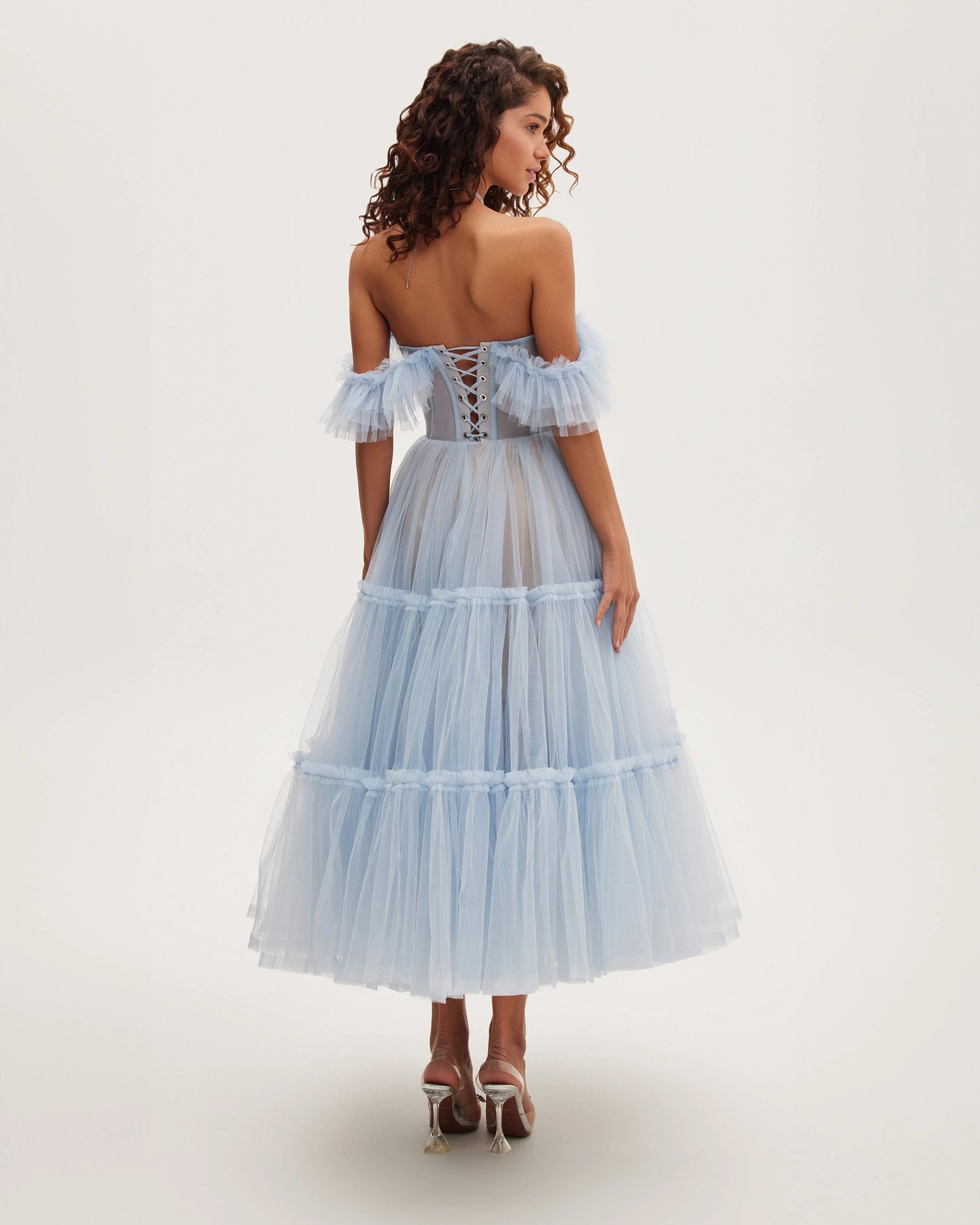 Marcelle — Vestido midi corset con volantes