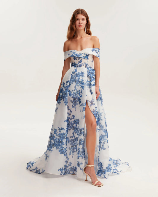 Milana — Vestido maxi mangas caídas