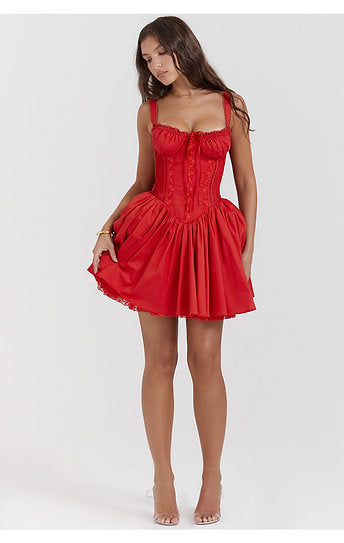 Miley — Vestido mini corset con lazo en busto
