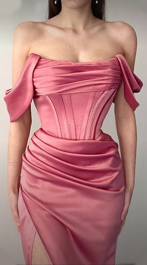 Mireille — Vestido corset maxi con mangas caídas
