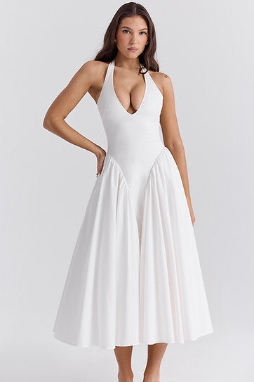 Renata — Vestido midi con lazo y bolsillos