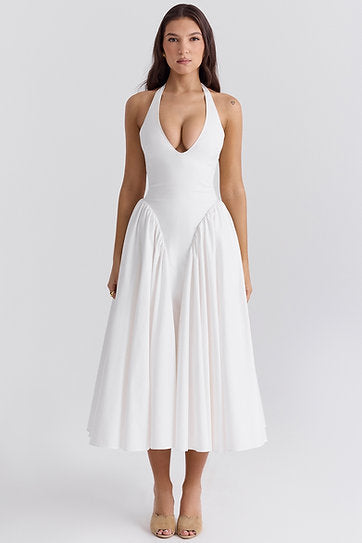Renata — Vestido midi con lazo y bolsillos