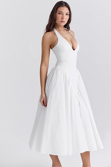 Renata — Vestido midi con lazo y bolsillos
