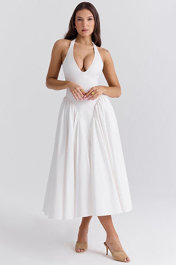 Renata — Vestido midi con lazo y bolsillos