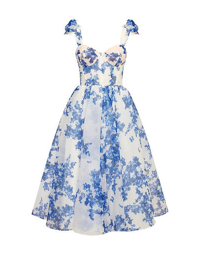 Rosaline — Vestido midi corset con lazos