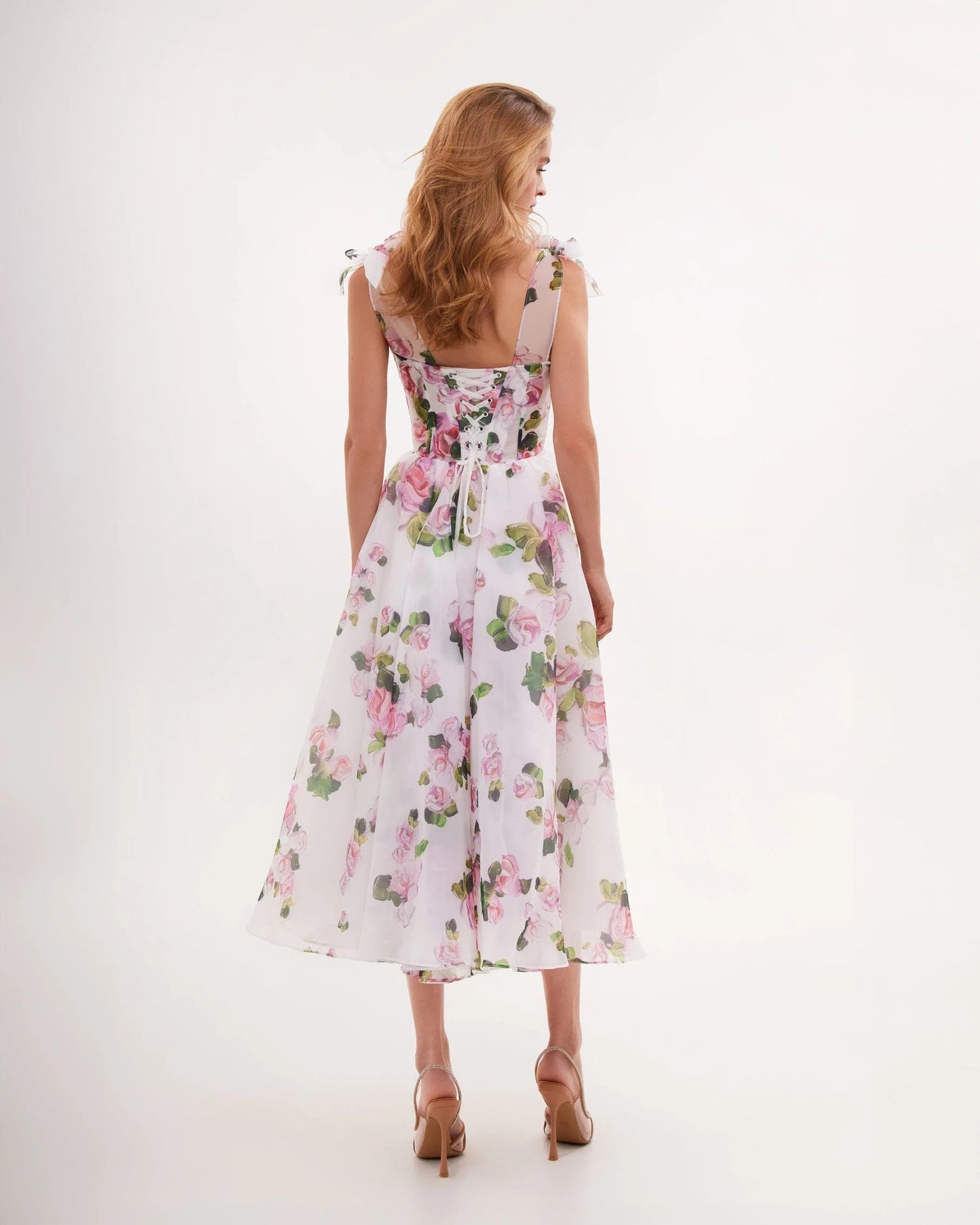 Rosaline — Vestido midi corset con lazos