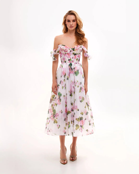 Rosaline — Vestido midi corset con lazos