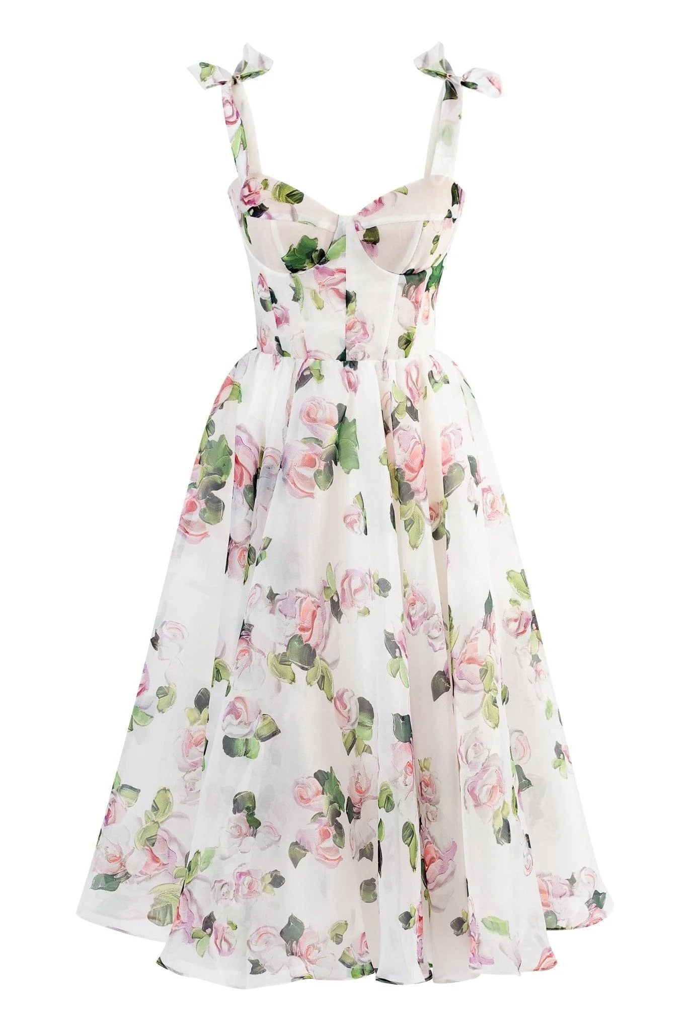Rosaline — Vestido midi corset con lazos